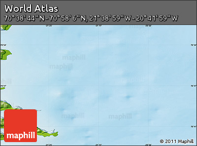 Physical Map of the Area around 70° 48' 25" N, 21° 10' 29" W