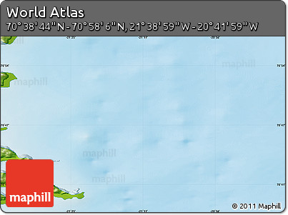 Physical Map of the Area around 70° 48' 25" N, 21° 10' 29" W