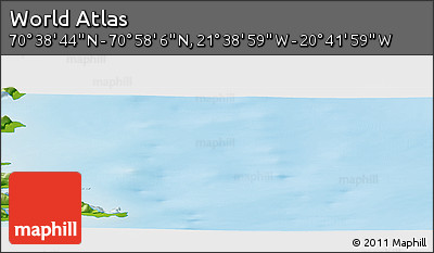 Physical Panoramic Map of the Area around 70° 48' 25" N, 21° 10' 29" W
