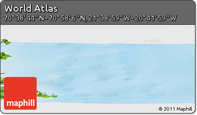 Physical Panoramic Map of the Area around 70° 48' 25" N, 21° 10' 29" W