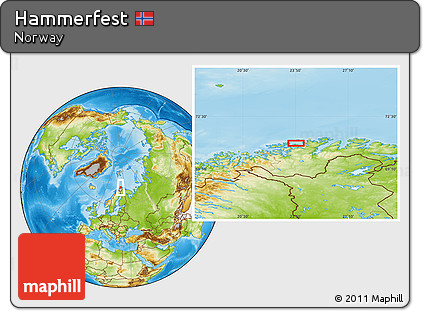 Physical Location Map of Hammerfest