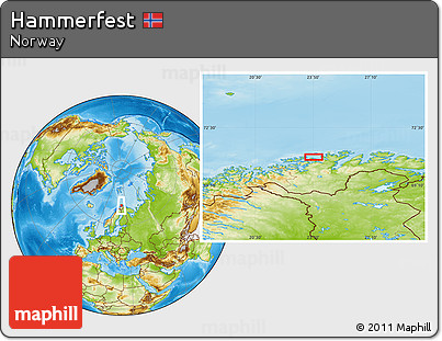 Physical Location Map of Hammerfest