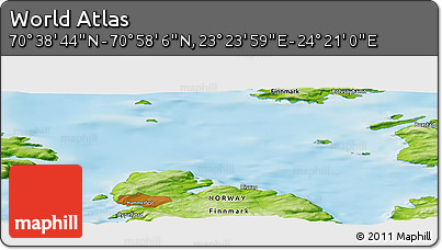 Physical Panoramic Map of the Area around 70° 48' 25" N, 23° 52' 30" E