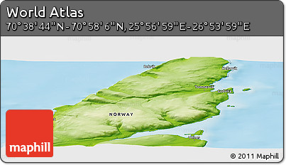 Physical Panoramic Map of the Area around 70° 48' 25" N, 26° 25' 29" E