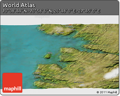 Satellite 3D Map of the Area around 70° 48' 25" N, 27° 16' 29" E