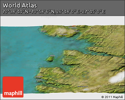 Satellite 3D Map of the Area around 70° 48' 25" N, 27° 16' 29" E