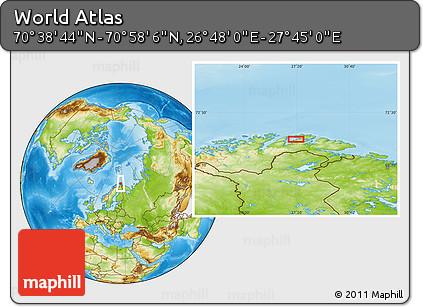 Physical Location Map of the Area around 70° 48' 25" N, 27° 16' 29" E