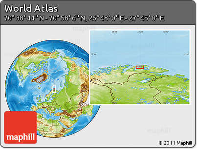 Physical Location Map of the Area around 70° 48' 25" N, 27° 16' 29" E