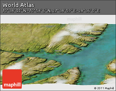 Satellite 3D Map of the Area around 70° 48' 25" N, 28° 7' 30" E