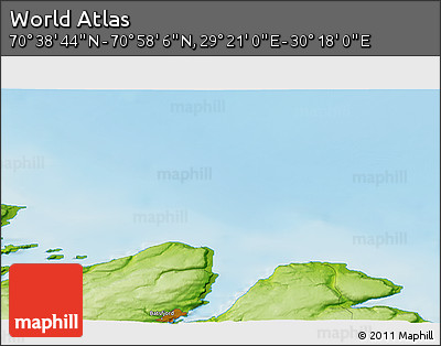 Physical 3D Map of the Area around 70° 48' 25" N, 29° 49' 30" E