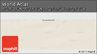 Shaded Relief Panoramic Map of the Area around 70° 48' 25" N, 33° 55' 29" W