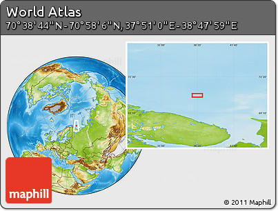 Physical Location Map of the Area around 70° 48' 25" N, 38° 19' 30" E