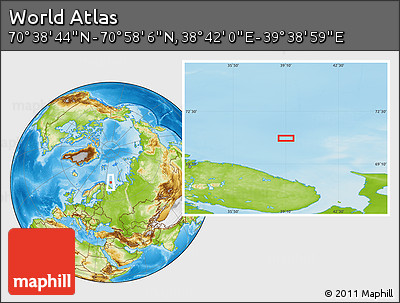Physical Location Map of the Area around 70° 48' 25" N, 39° 10' 29" E