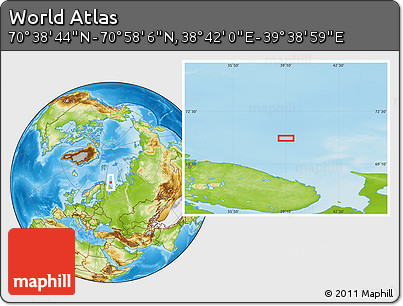 Physical Location Map of the Area around 70° 48' 25" N, 39° 10' 29" E