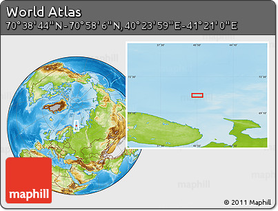 Physical Location Map of the Area around 70° 48' 25" N, 40° 52' 30" E