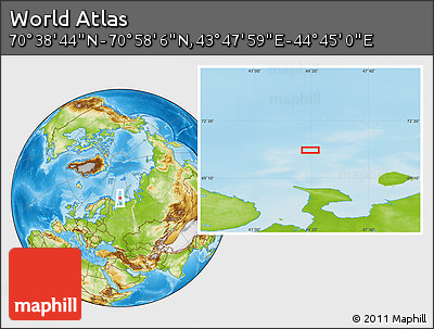Physical Location Map of the Area around 70° 48' 25" N, 44° 16' 29" E