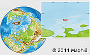 Physical Location Map of the area around 70° 48' 25" N, 44° 16' 29" E