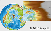 Physical Location Map of the area around 70° 48' 25" N, 49° 13' 30" W