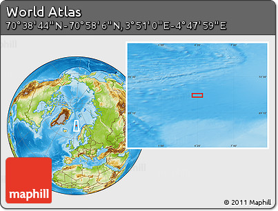 Physical Location Map of the Area around 70° 48' 25" N, 4° 19' 30" E