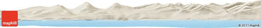 Shaded Relief Horizon Map of the Area around 70° 48' 25" N, 53° 28' 30" W