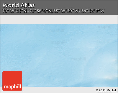 Physical 3D Map of the Area around 70° 48' 25" N, 55° 10' 29" W
