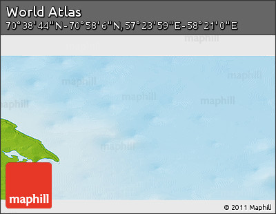 Physical 3D Map of the Area around 70° 48' 25" N, 57° 52' 30" E