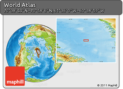 Physical Location Map of the Area around 70° 48' 25" N, 61° 7' 30" W