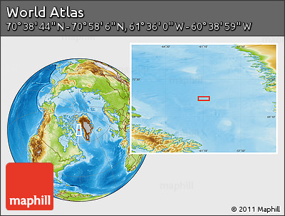 Physical Location Map of the Area around 70° 48' 25" N, 61° 7' 30" W