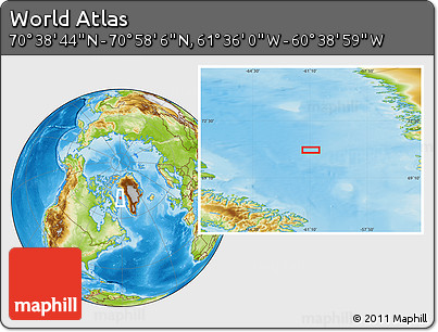 Physical Location Map of the Area around 70° 48' 25" N, 61° 7' 30" W