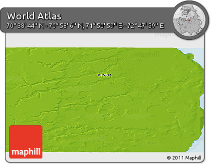 Physical 3D Map of the Area around 70° 48' 25" N, 72° 19' 29" E