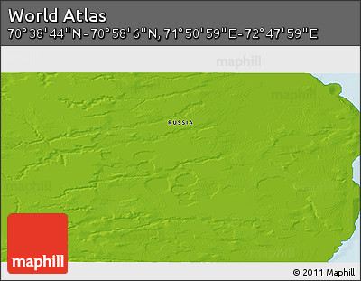 Physical 3D Map of the Area around 70° 48' 25" N, 72° 19' 29" E