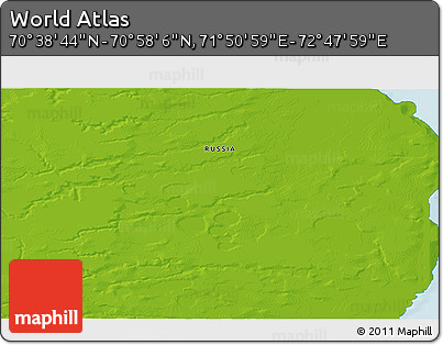 Physical 3D Map of the Area around 70° 48' 25" N, 72° 19' 29" E