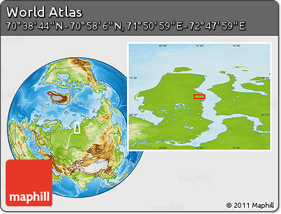 Physical Location Map of the Area around 70° 48' 25" N, 72° 19' 29" E