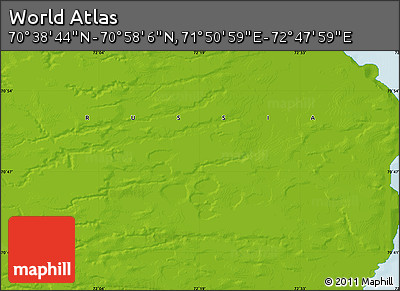Physical Map of the Area around 70° 48' 25" N, 72° 19' 29" E