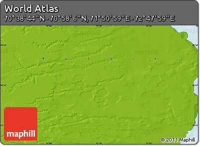 Physical Map of the Area around 70° 48' 25" N, 72° 19' 29" E