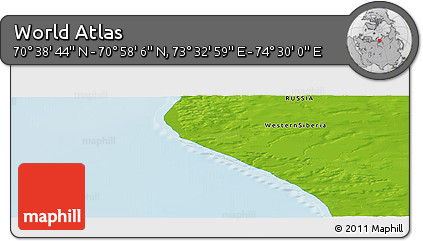 Physical Panoramic Map of the Area around 70° 48' 25" N, 74° 1' 30" E
