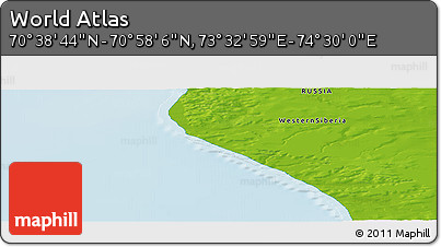 Physical Panoramic Map of the Area around 70° 48' 25" N, 74° 1' 30" E