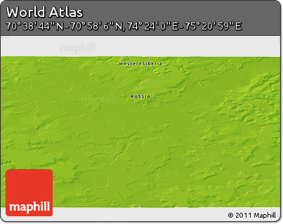 Physical 3D Map of the Area around 70° 48' 25" N, 74° 52' 30" E