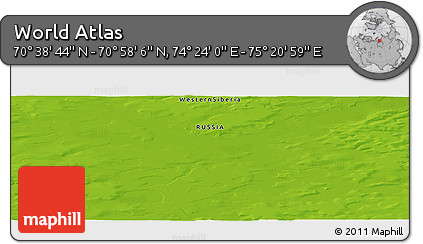Physical Panoramic Map of the Area around 70° 48' 25" N, 74° 52' 30" E