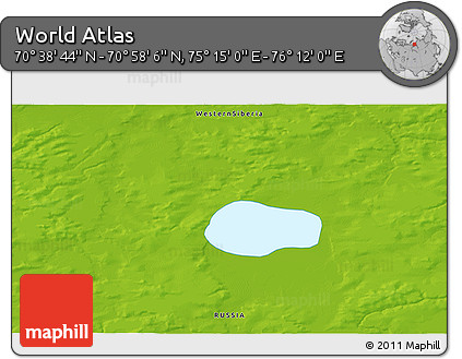 Physical 3D Map of the Area around 70° 48' 25" N, 75° 43' 29" E