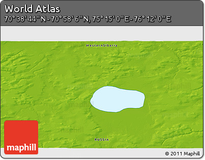 Physical 3D Map of the Area around 70° 48' 25" N, 75° 43' 29" E