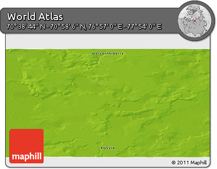 Physical 3D Map of the Area around 70° 48' 25" N, 77° 25' 30" E
