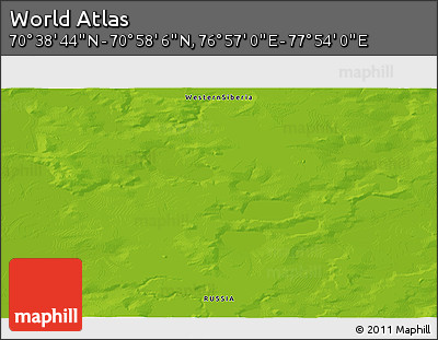 Physical 3D Map of the Area around 70° 48' 25" N, 77° 25' 30" E