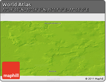 Physical 3D Map of the Area around 70° 48' 25" N, 77° 25' 30" E