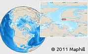 Shaded Relief Location Map of the area around 70° 48' 25" N, 89° 10' 30" W
