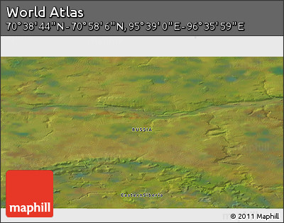 Satellite 3D Map of the Area around 70° 48' 25" N, 96° 7' 30" E
