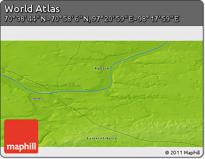 Physical 3D Map of the Area around 70° 48' 25" N, 97° 49' 29" E