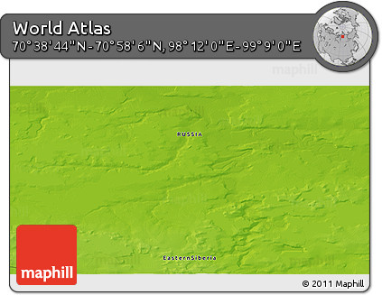Physical 3D Map of the Area around 70° 48' 25" N, 98° 40' 30" E