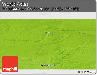 Physical 3D Map of the Area around 70° 48' 25" N, 98° 40' 30" E