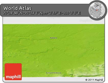 Physical 3D Map of the Area around 70° 48' 25" N, 99° 31' 30" E